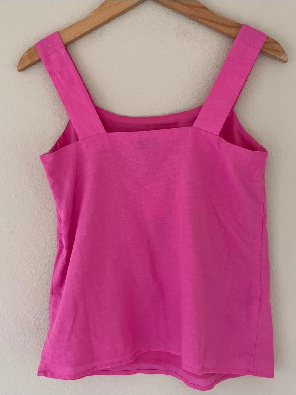 J Crew Linen‎ Blend Squareneck Tank Top XXS Pink Vacation Summer Coastal NWT